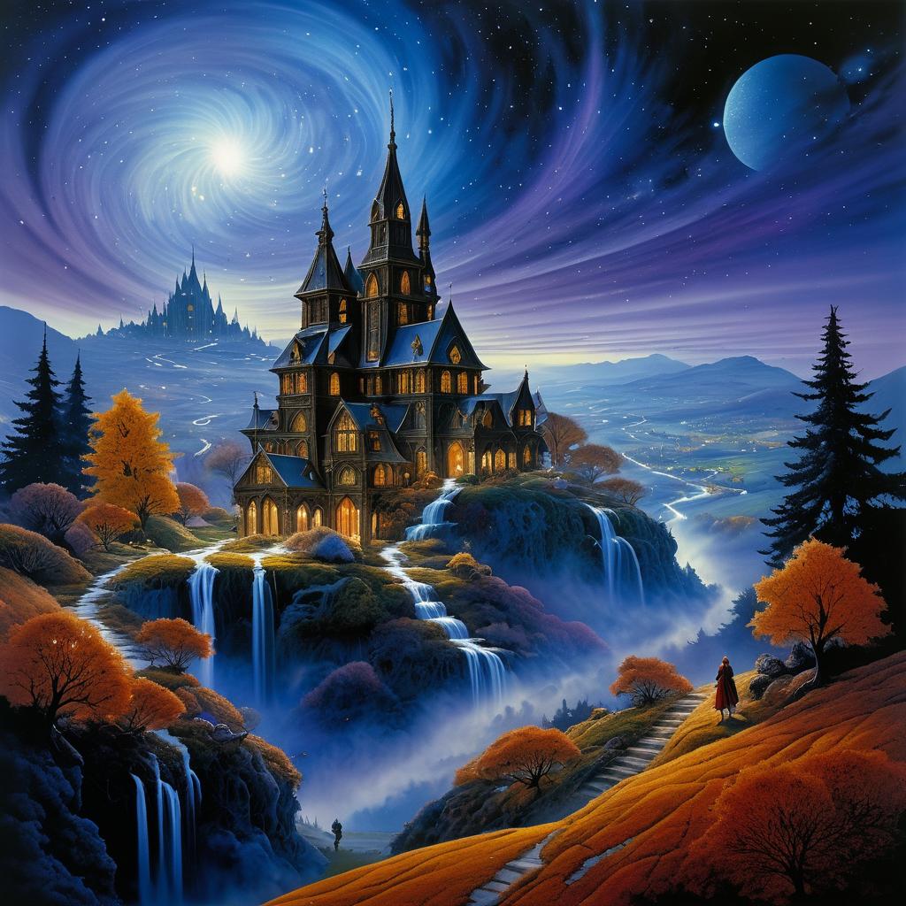 Epic Mystical Autumn Village Painting