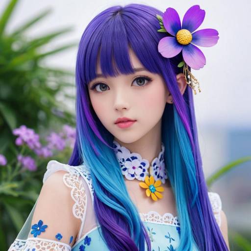 Stunning Portrait of a Blue-Haired Girl