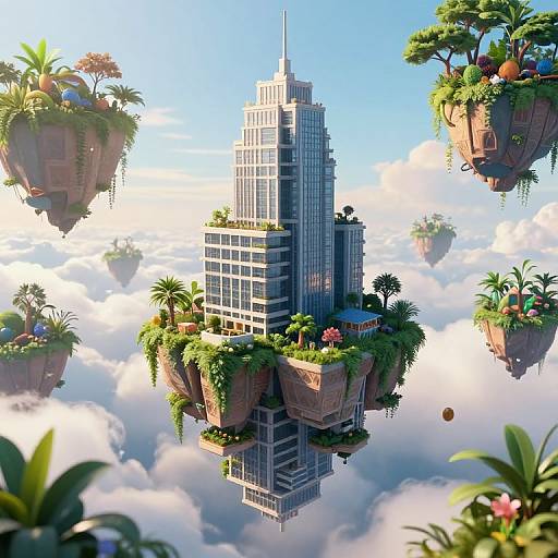 Surreal 3D Inverted Skyscraper Landscape