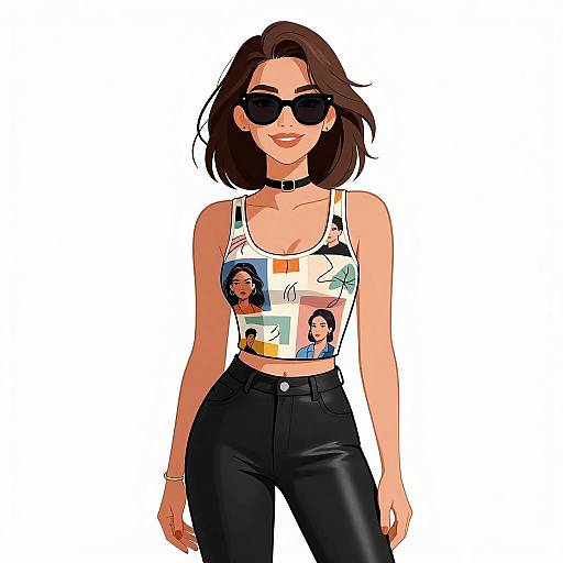 Stylish Woman in Graphic Tank Top