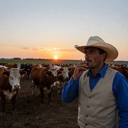 Dynamic Cowboy Scene at Sunset