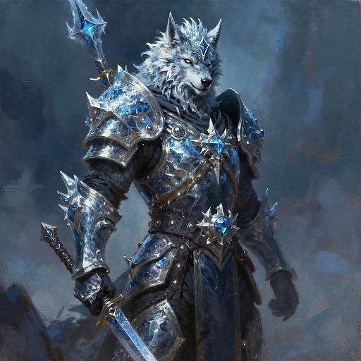 Frost Wolf Runeblade Warrior Portrait