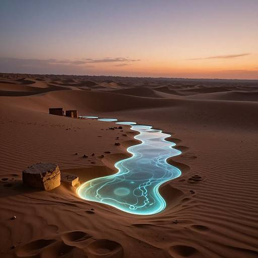 Glowing Glass Desert Ruins at Sunset