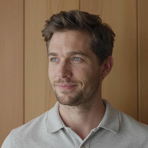 Portrait of man with blue eyes and light beard