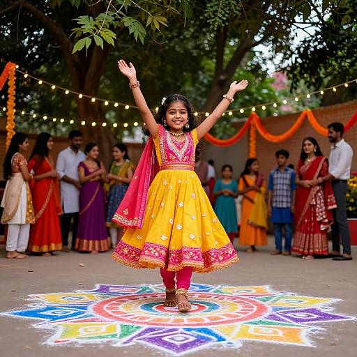 Festive Outdoor Celebration with Rangoli