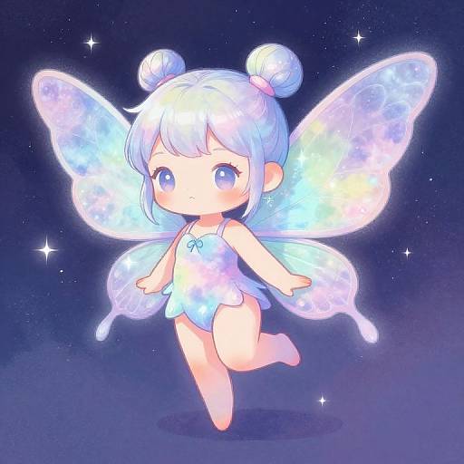 Gilded Kawaii Pixie in Galaxy Colors