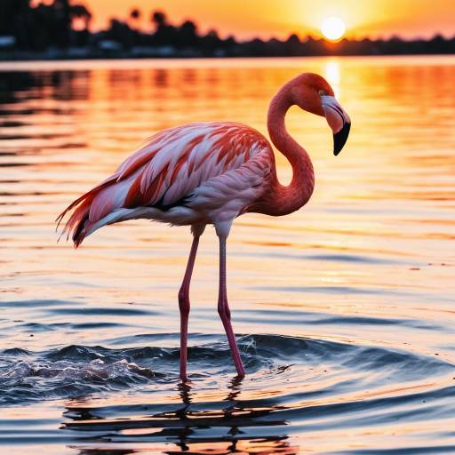 Charming Flamingo at Sunset Sticker Design