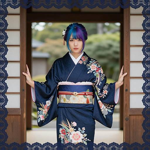 Elegant Asian Woman in Kimono