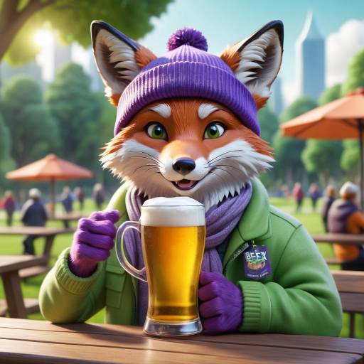 Playful Cartoon Fox in Cozy Park
