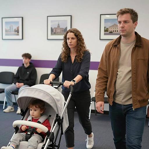 Family Scene in Modern Indoor Setting