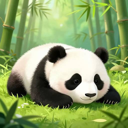 Playful Baby Panda in Bamboo Forest