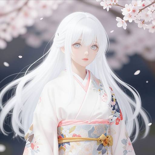 Serene White-Haired Anime Girl