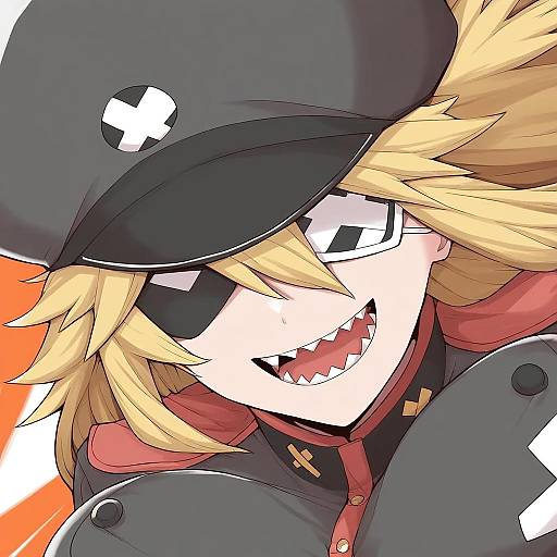 Illustration of Black general, zannen onna-kanbu black general-san in the style of Lockheart