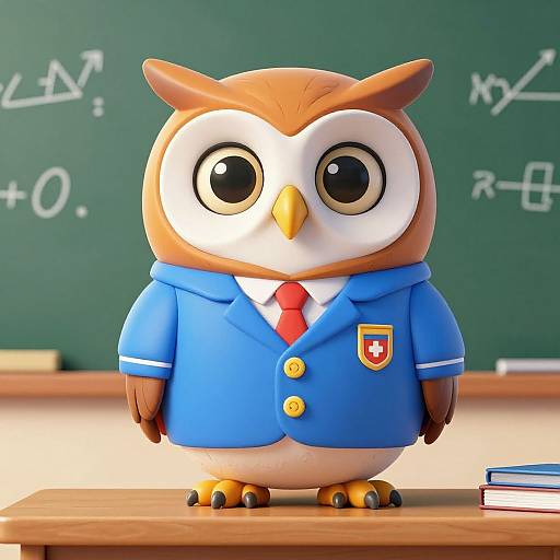 Cartoon Owl Professor in Classroom