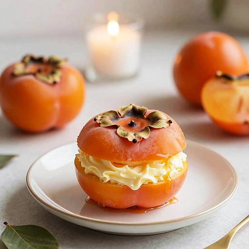 Persimmon Dessert with Cream Filling