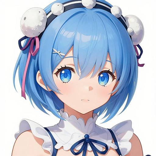 Digital anime-style portrait of Rem from 