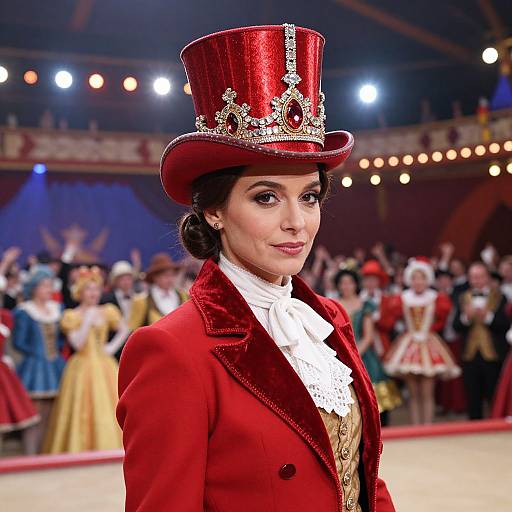 Elegant Female Ringmaster at Circus Stage