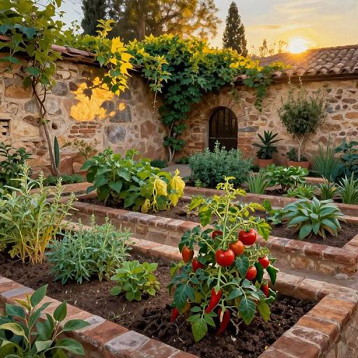 Traditional Spanish Huerta Garden Sunset