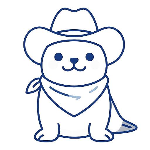 Whimsical Cartoon Seal in Cowboy Attire