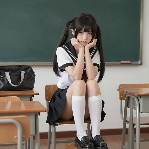 Anime Girl in School Classroom