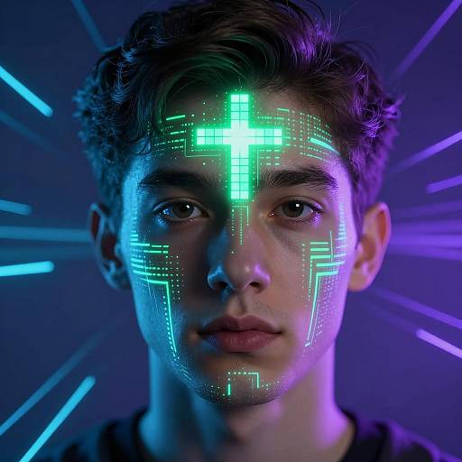 Neon Portrait of Digital Transformation