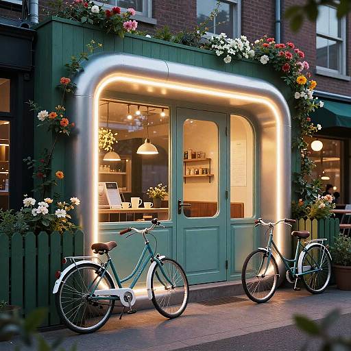 Neon Futuristic Café at Twilight