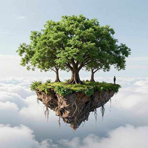 Serene Floating Island with Trees