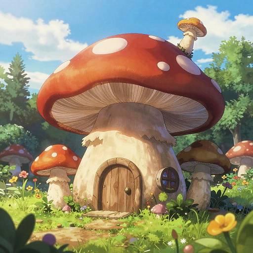 Anime Mushroom Goblin in Magical Forest