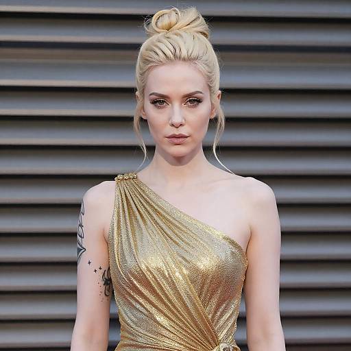 Elegant Woman in Gold Dress Portrait