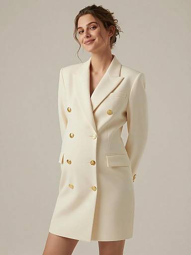 High-Fashion Ivory Maternity Blazer Portrait