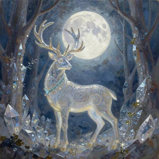 Celestial Stag in Mystical Forest