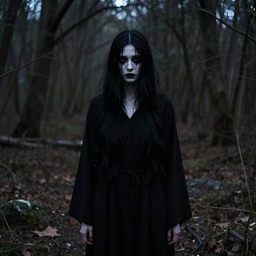 Creepy Pale-Eyed Banshee in Woods