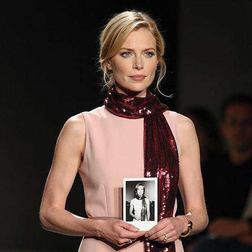 Blonde Woman in Pink Dress Portrait