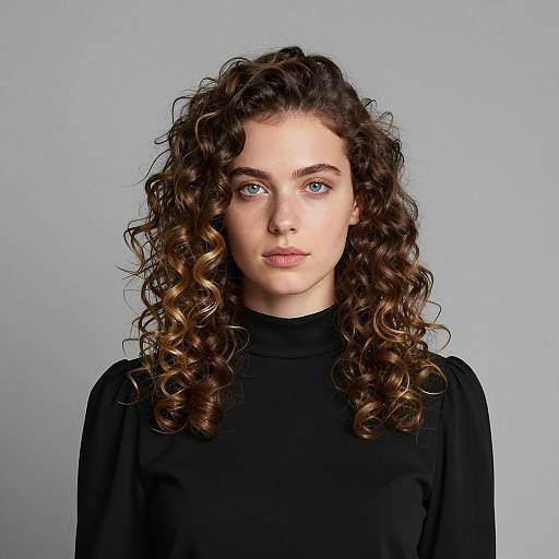 Young Woman with Curly Hair and Highlights