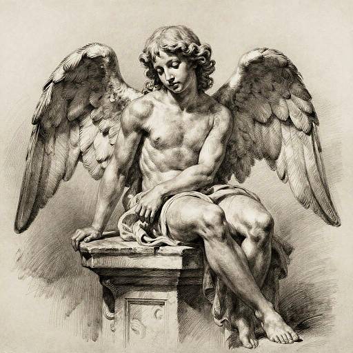 Realistic Charcoal Angel Sketch