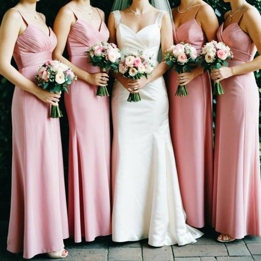 Stylish Bridesmaids in Pink Dresses