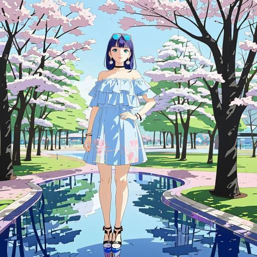 Contemplative Girl in Cherry Blossom Park