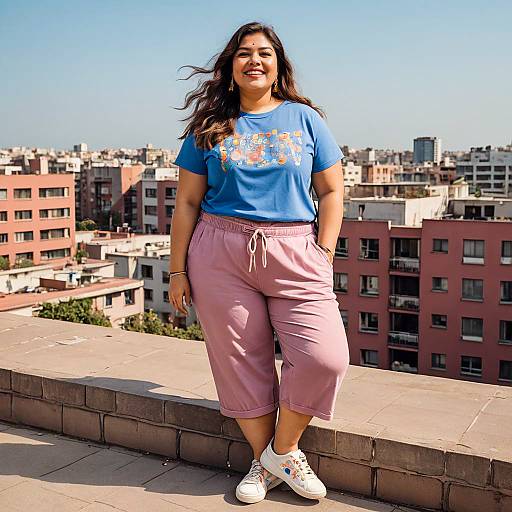Playful Curvy Rooftop Vintage Portrait