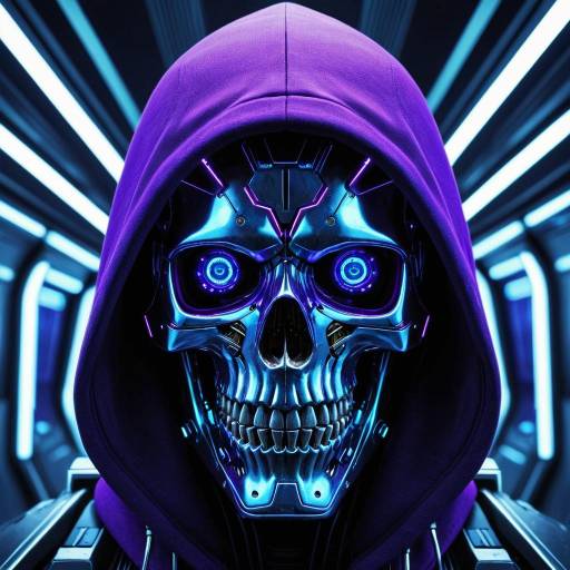 Hyper-Realistic Cyberpunk Robotic Skull Portrait