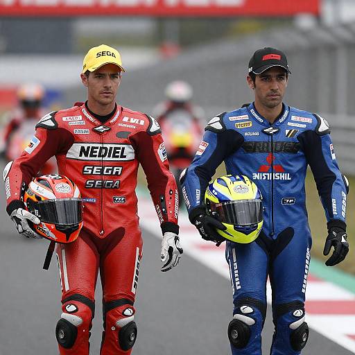 Dynamic Motorcycle Racers Side by Side
