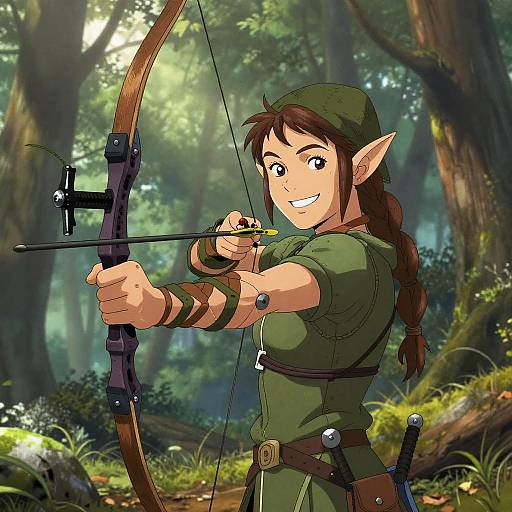 Happy Elf Archer Comic Portrait