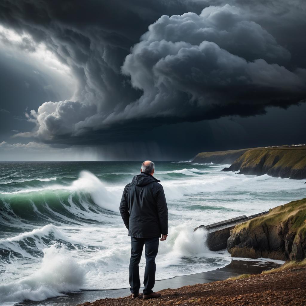 Emotional Depth of Fatherhood in Stormy Scene