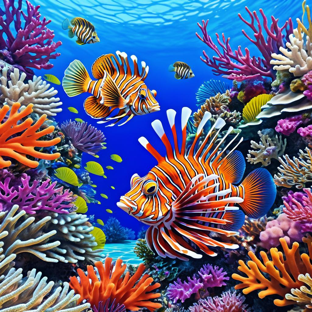 Vibrant Coral Reef with Hidden Marine Life