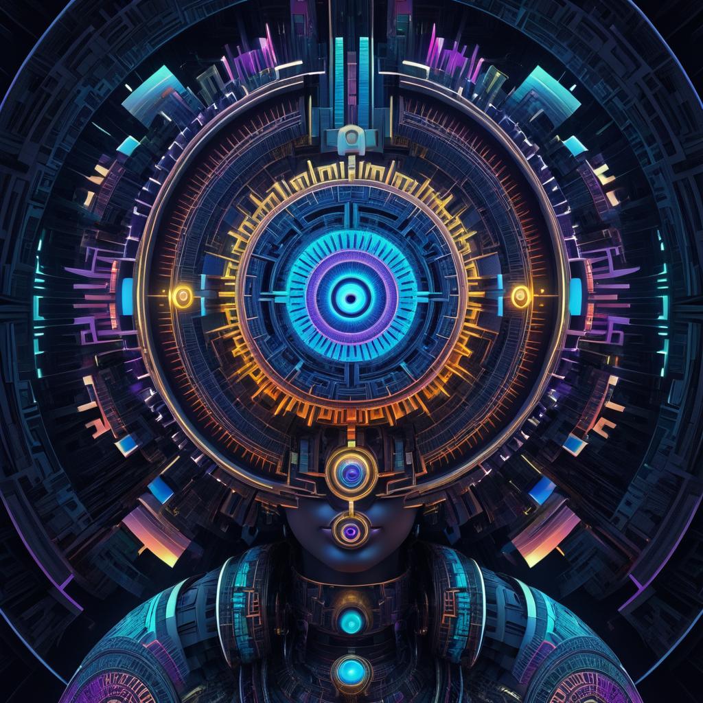 Surreal Cybernetic Maya Goddess Illustration