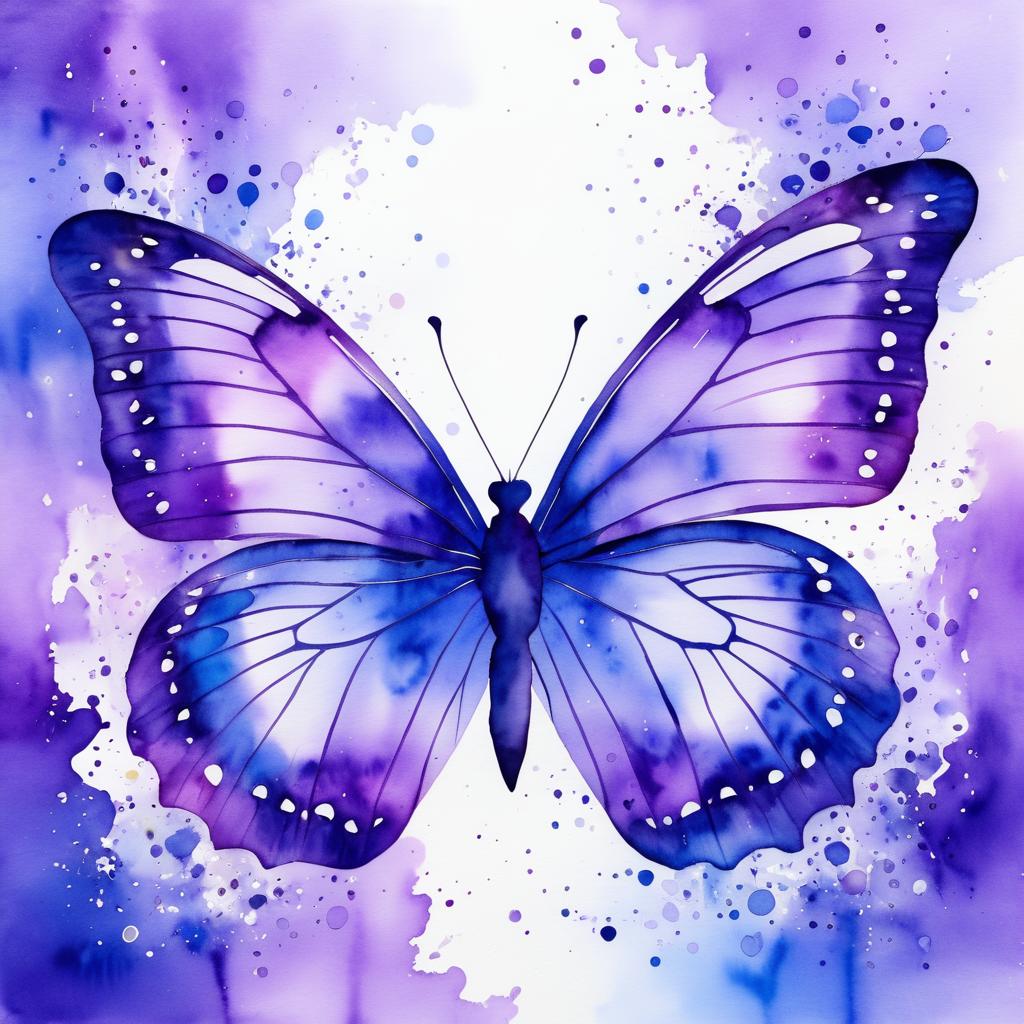 Dreamy Purple Butterfly Watercolour Art