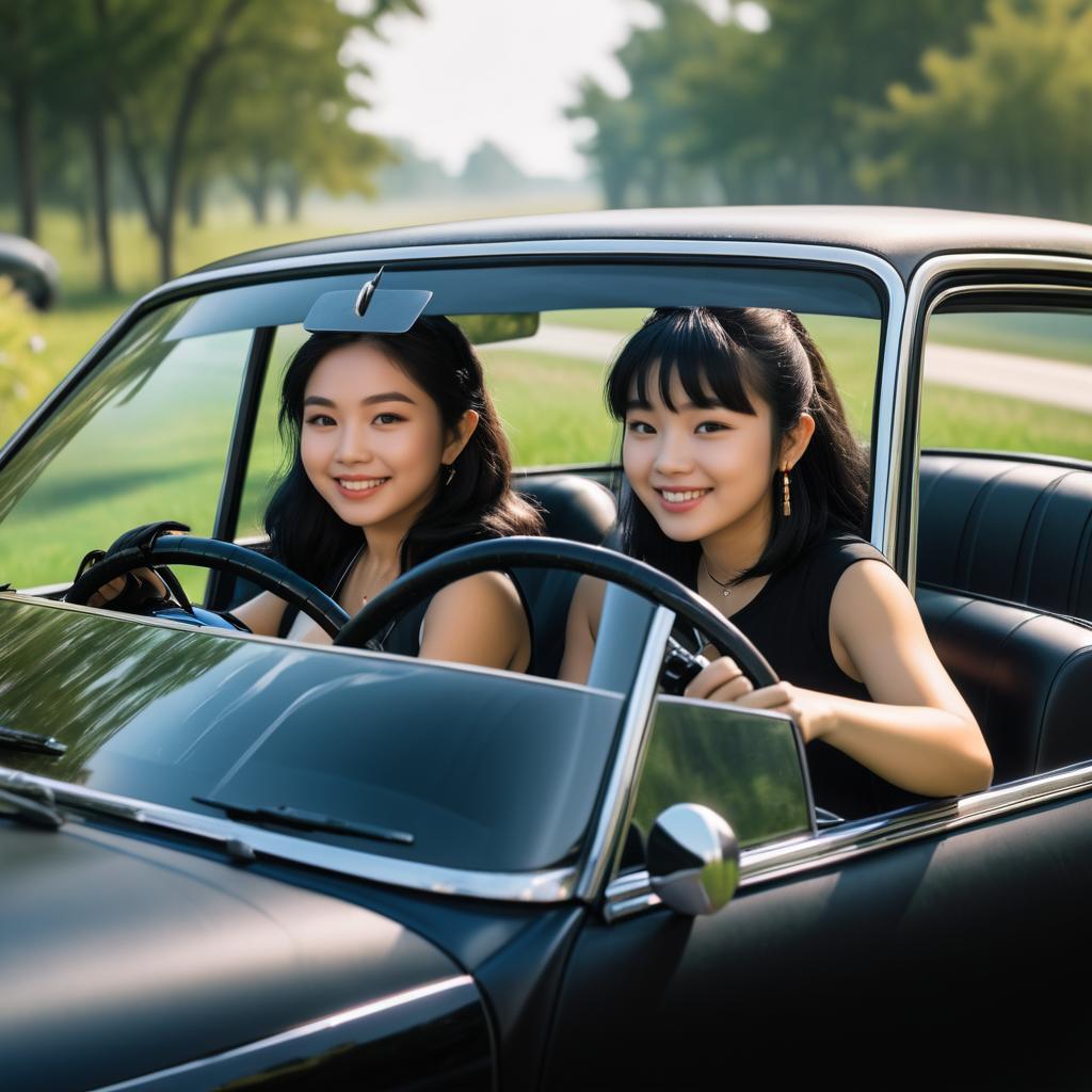 Joyful Drive: Asian Teens in Honda Civic