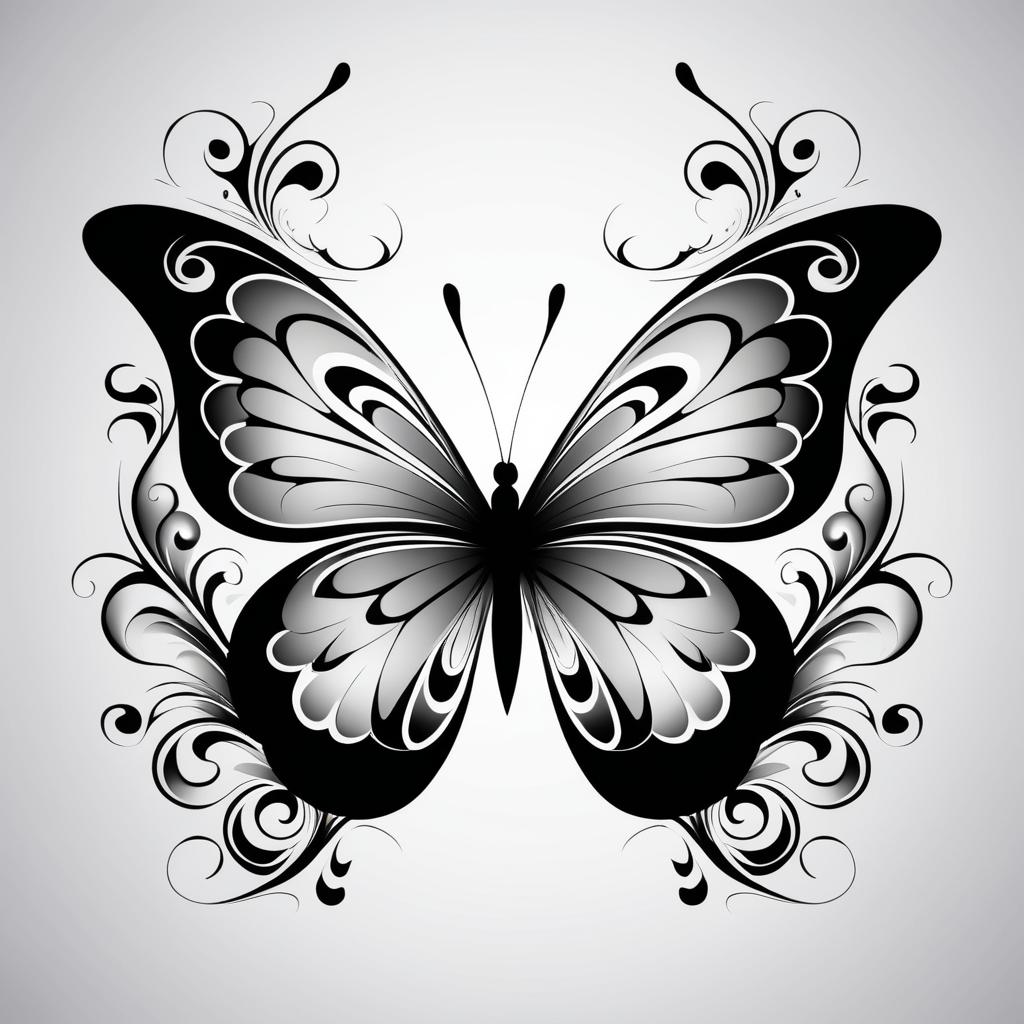 Monochrome Butterfly Tattoo Design