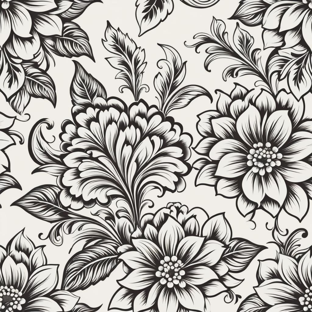 Vintage Floral Black and White Mug Design