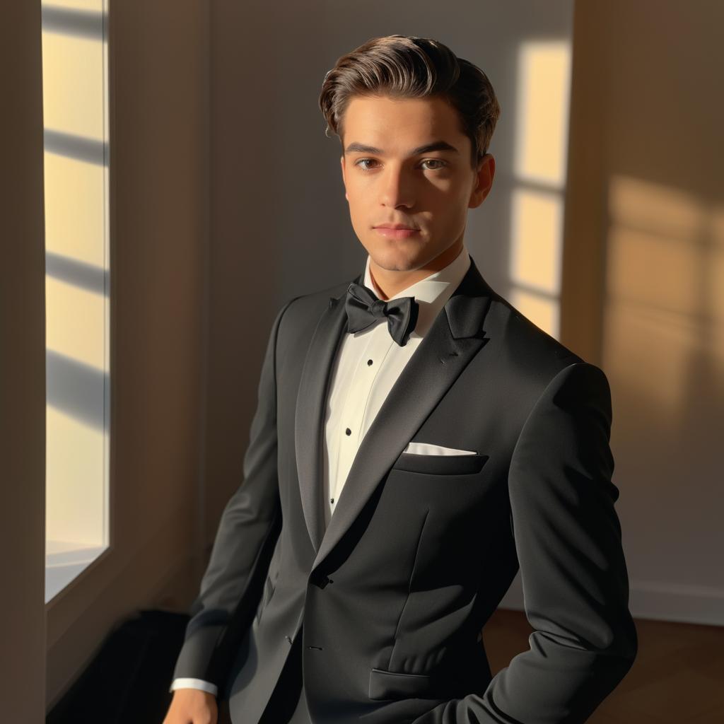 Youthful Man in Formal Tuxedo Portrait