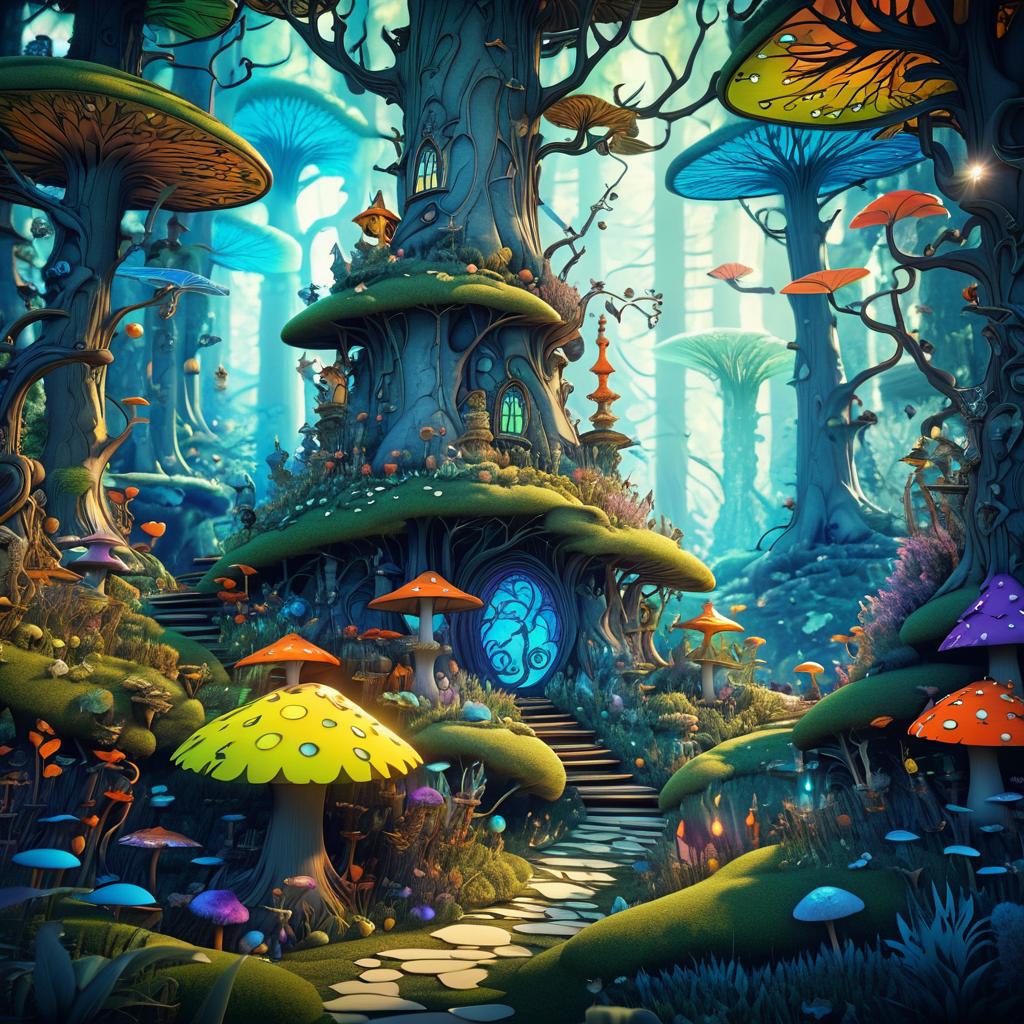 Whimsical Forest with Detailed Creatures